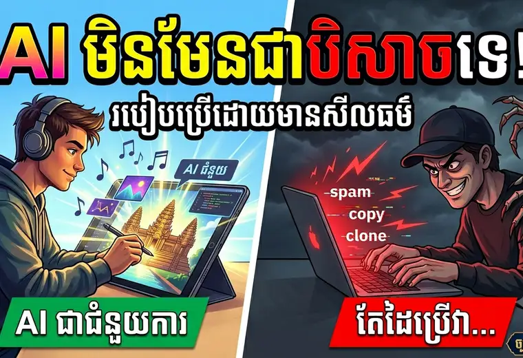 AI មិនមែនបិសាចទេ តែដៃអ្នកប្រើហ្នឹងចង់ក្លាយជាបិសាច! រៀនប្រើ AI បែបមានសីលធម៌ មិនបាត់បង់តម្លៃខ្លួន