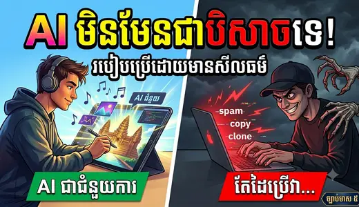 AI មិនមែនបិសាចទេ តែដៃអ្នកប្រើហ្នឹងចង់ក្លាយជាបិសាច! រៀនប្រើ AI បែបមានសីលធម៌ មិនបាត់បង់តម្លៃខ្លួន